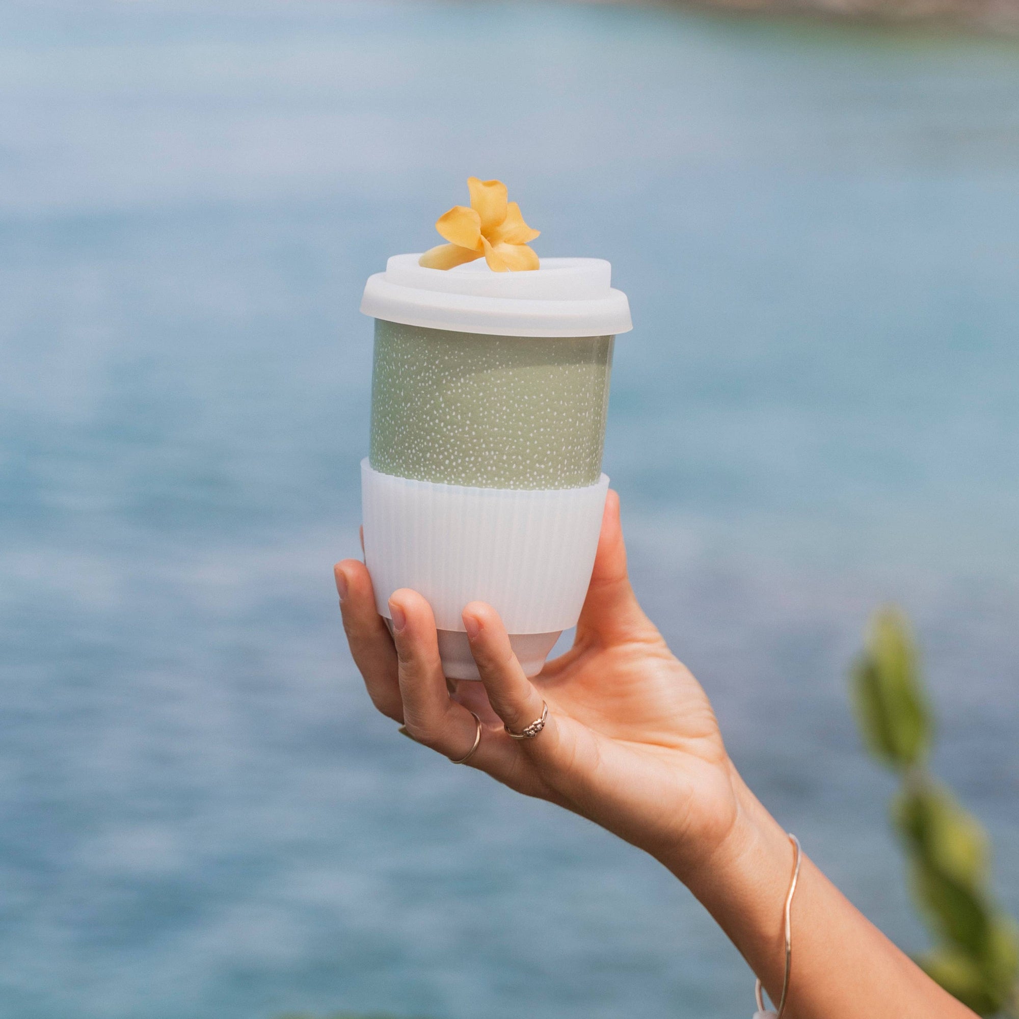 Sage Green Ceramic Travel Mug – 12oz Reusable Cup