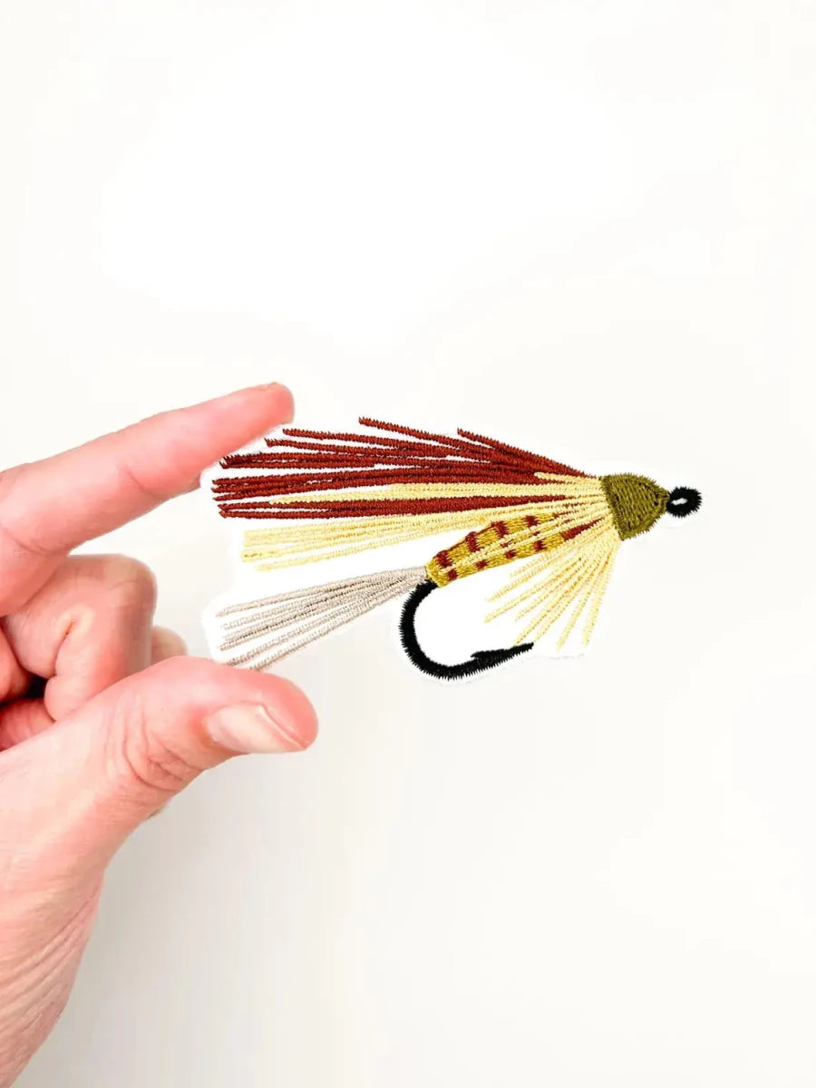 Elk Hair Caddis Fly Fishing Iron On Patch Rivers, Angler - Diamonds & Rust