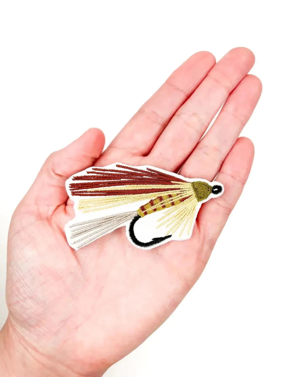 Elk Hair Caddis Fly Fishing Iron On Patch Rivers, Angler - Diamonds & Rust
