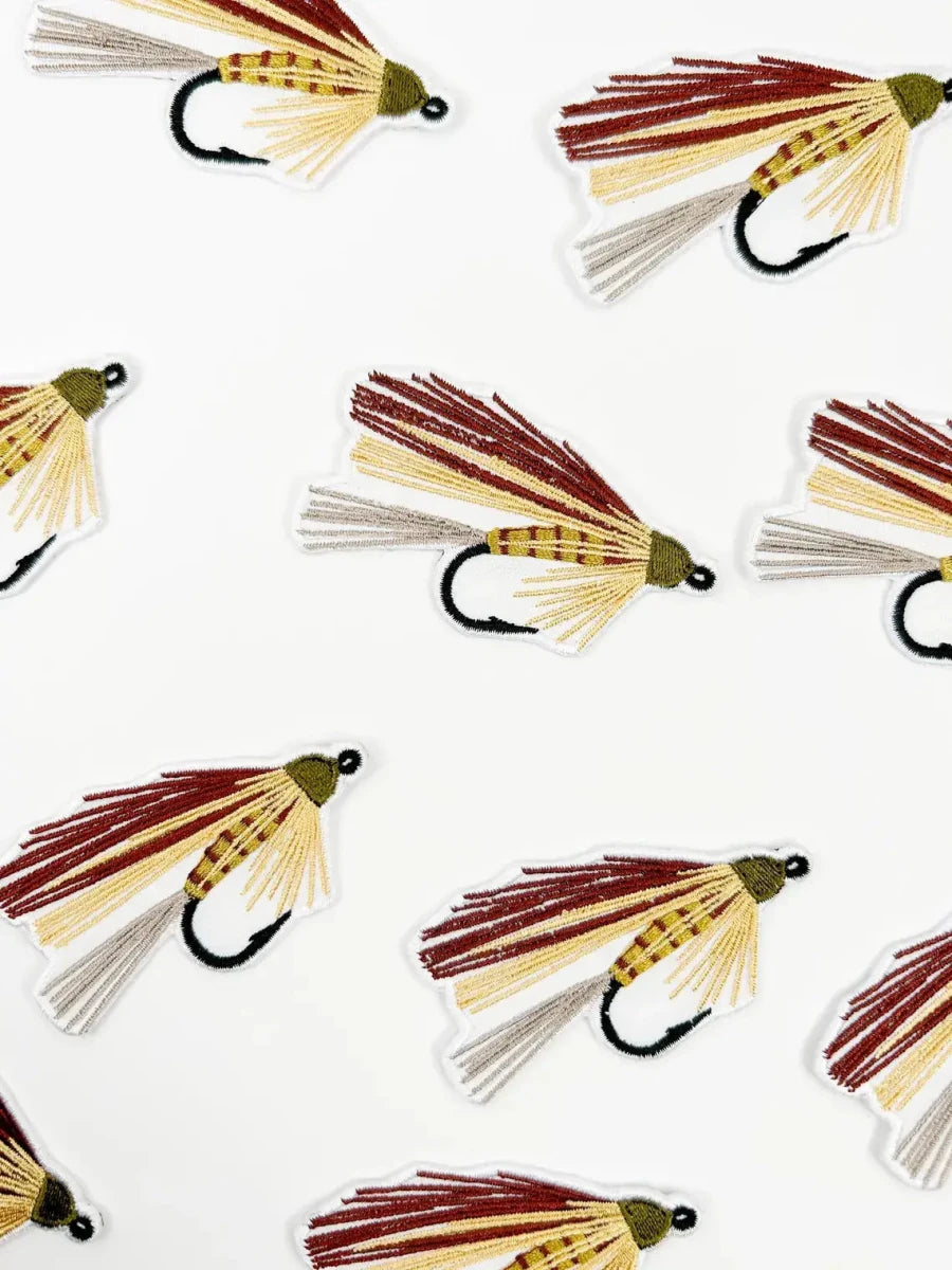 Elk Hair Caddis Fly Fishing Iron On Patch Rivers, Angler - Diamonds & Rust