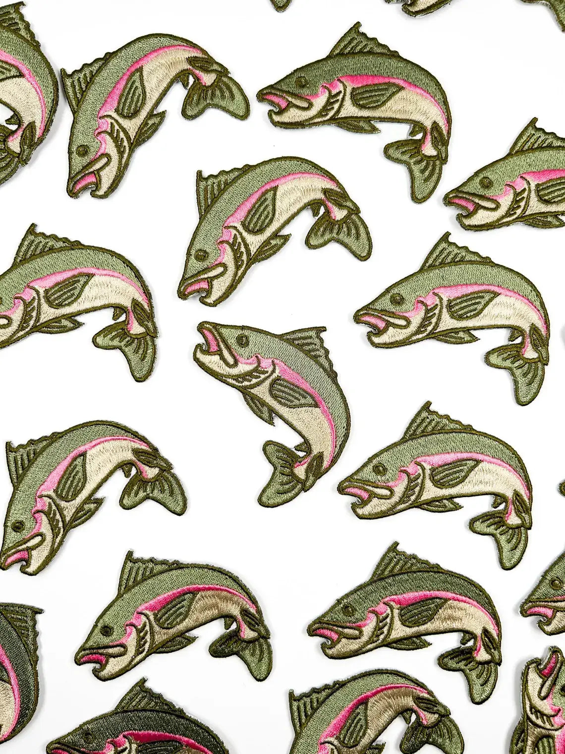 Rainbow Jumping Trout Embroidered Iron-On Patch Fly Fishing