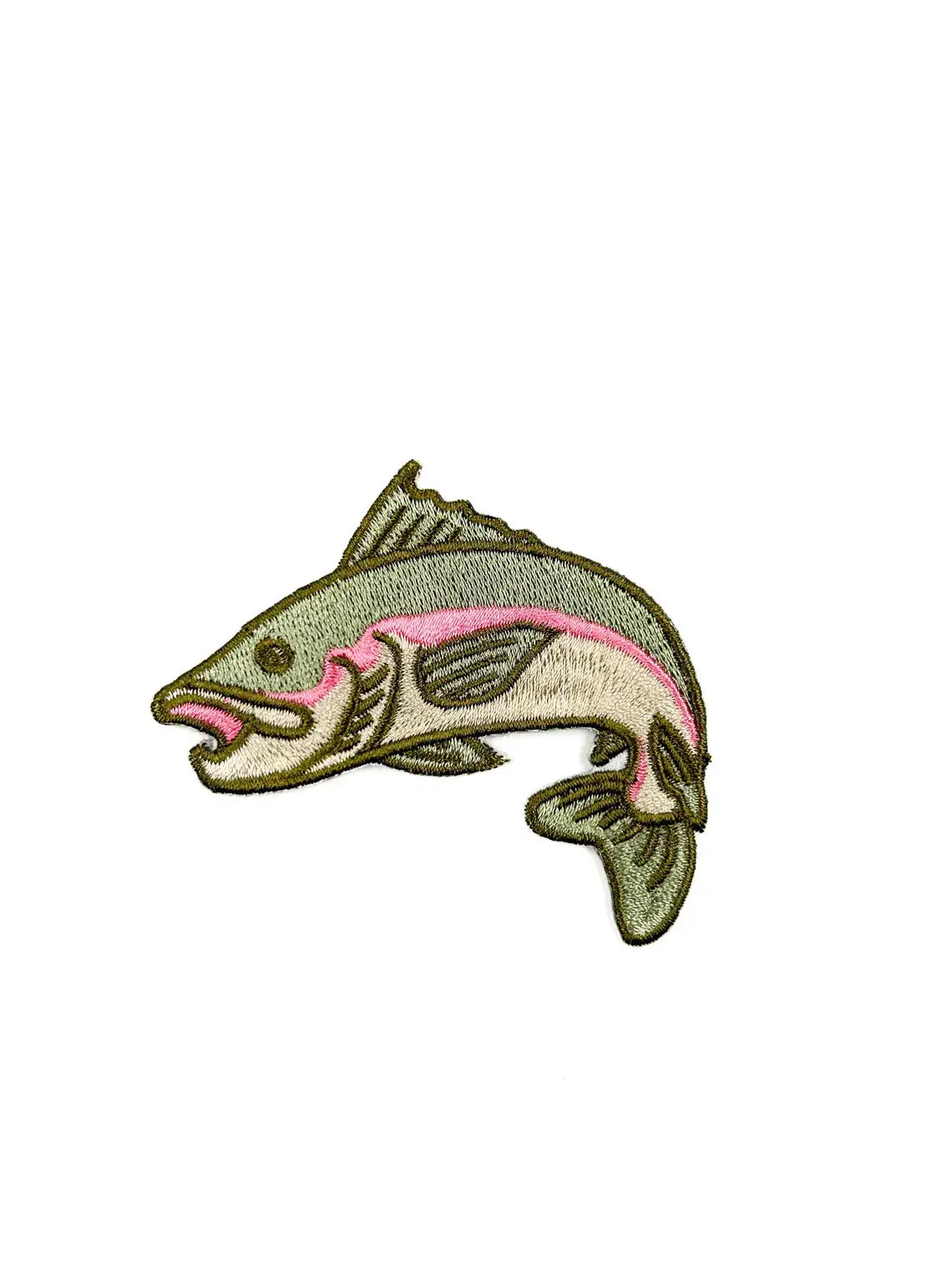 Rainbow Jumping Trout Embroidered Iron-On Patch Fly Fishing
