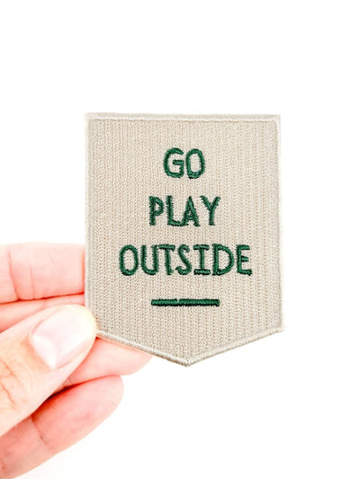 Go Play Outside Embroidered Iron - On Patch Outdoor Patch - Diamonds & Rust