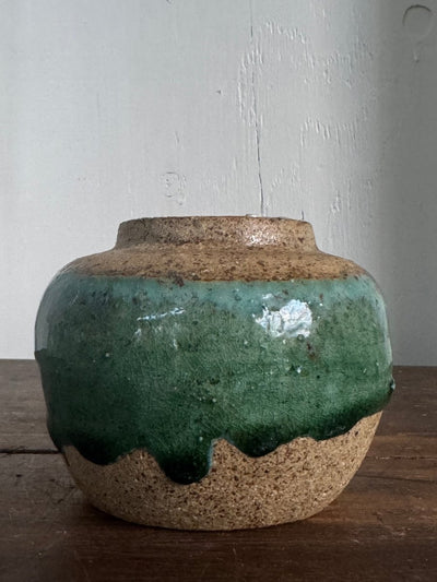 Hadmade Ceramic Ginger Jar - Turquoise - Diamonds & Rust