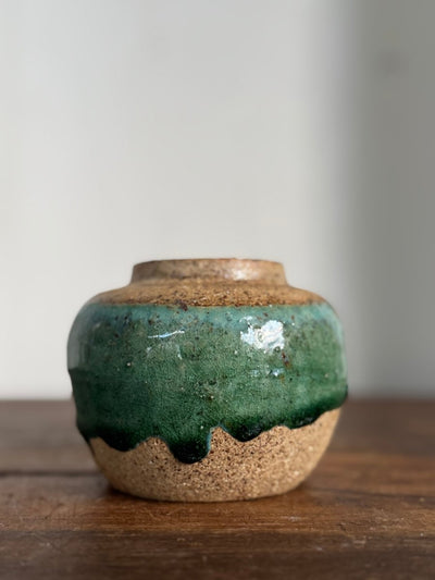 Hadmade Ceramic Ginger Jar - Turquoise - Diamonds & Rust