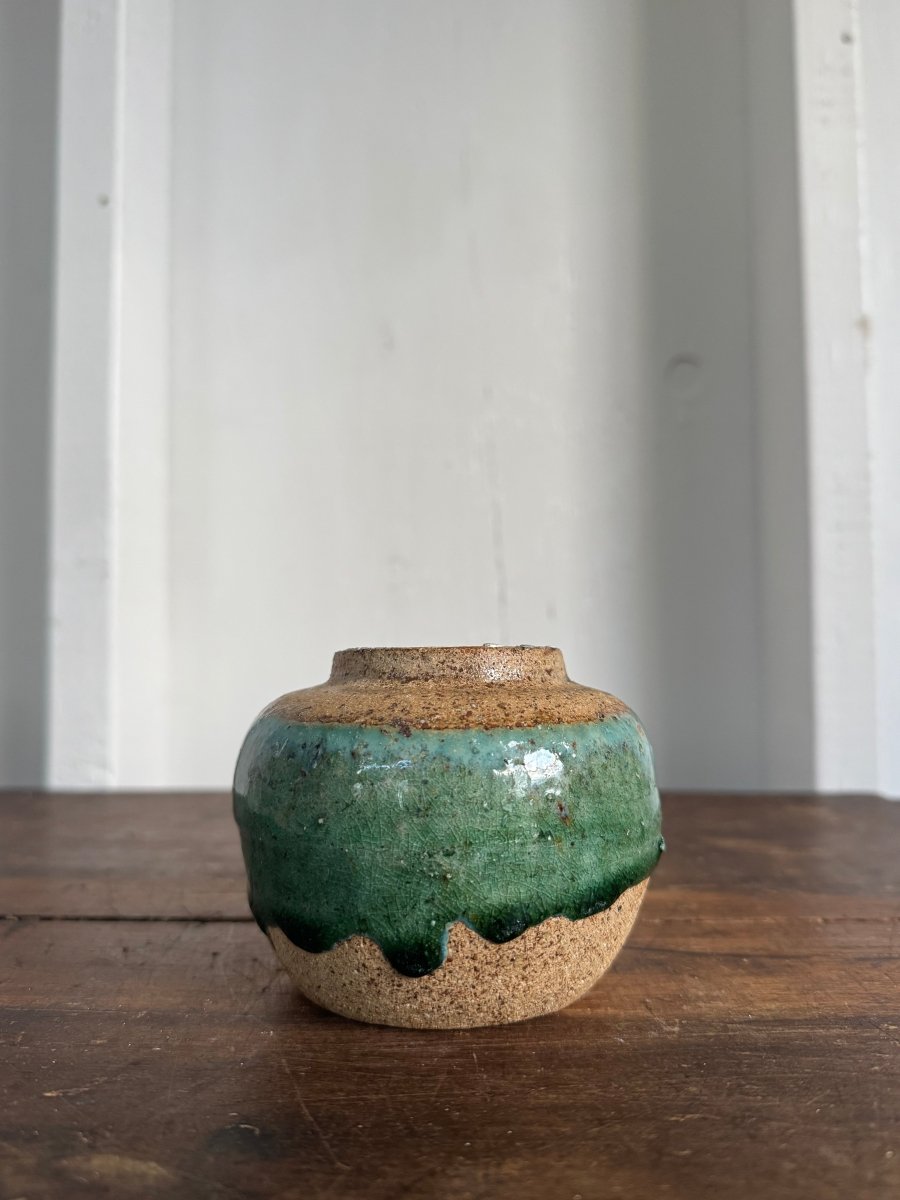 Hadmade Ceramic Ginger Jar - Turquoise - Diamonds & Rust