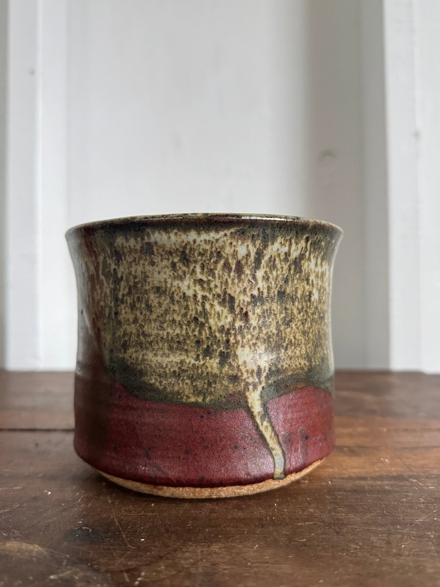 Hadmade Ceramic Vase - Red + Black - Diamonds & Rust