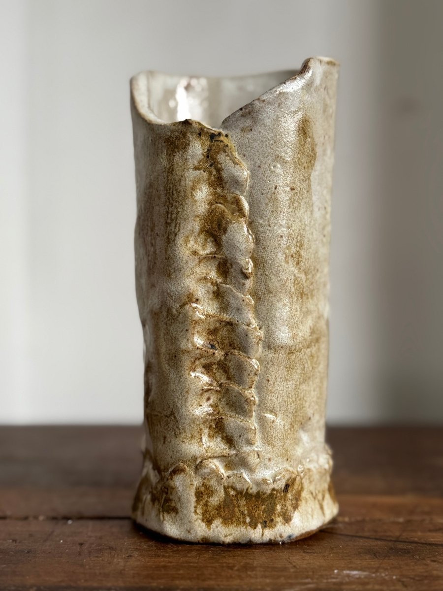 Hadmade Pinched Ceramic Vase - Diamonds & Rust
