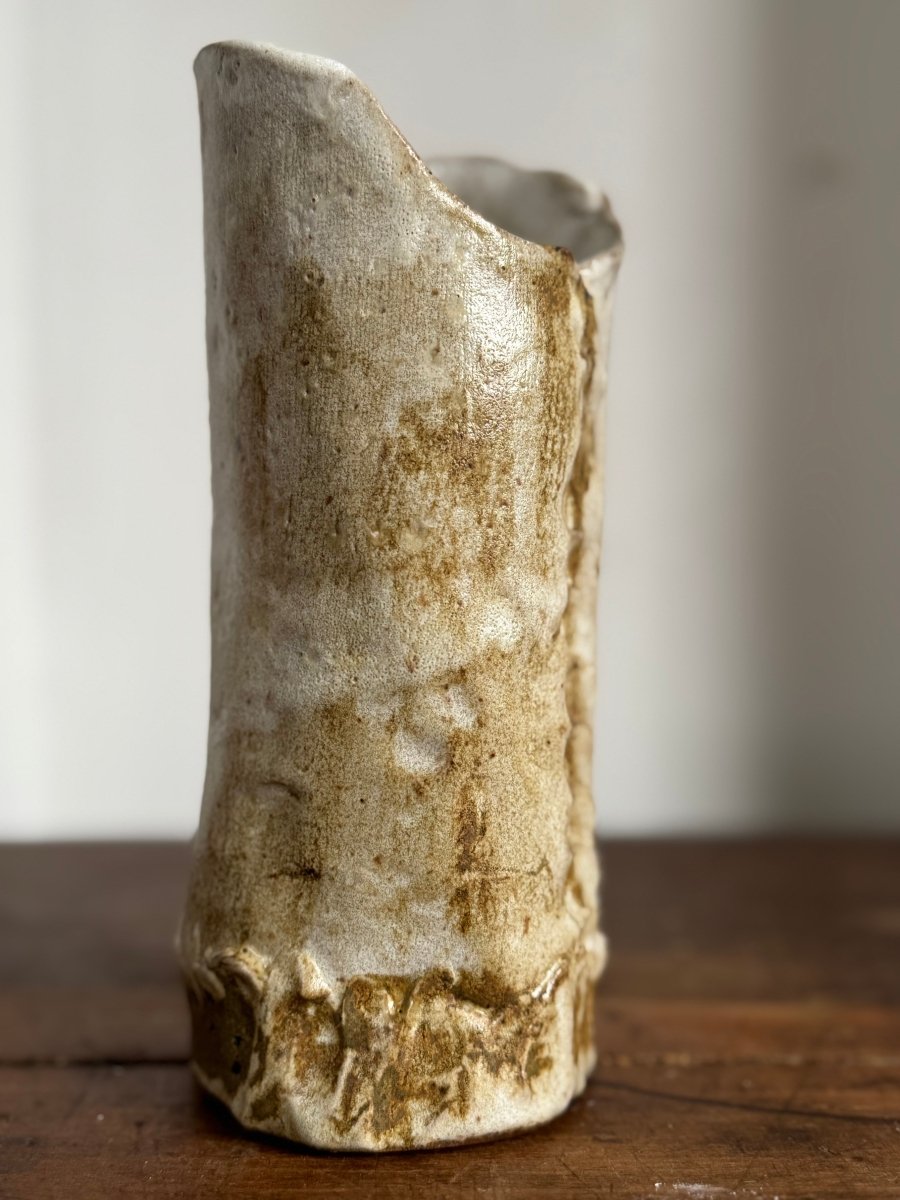 Hadmade Pinched Ceramic Vase - Diamonds & Rust