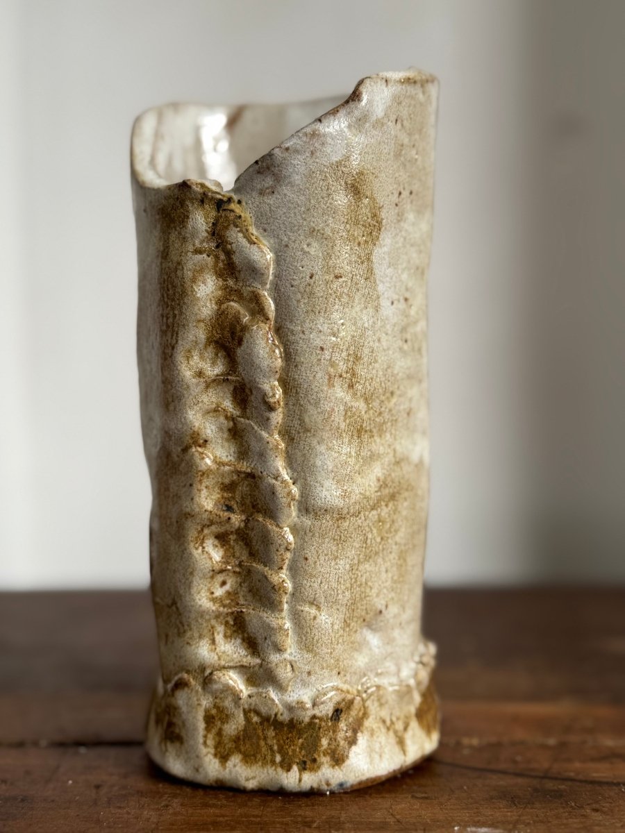 Hadmade Pinched Ceramic Vase - Diamonds & Rust