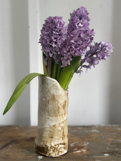 Hadmade Pinched Ceramic Vase - Diamonds & Rust