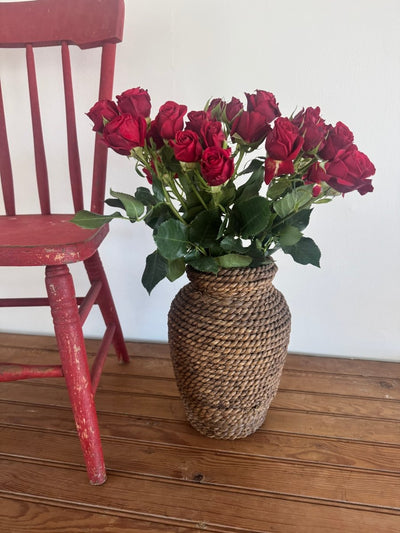 Handmade Rope Vase - Diamonds & Rust