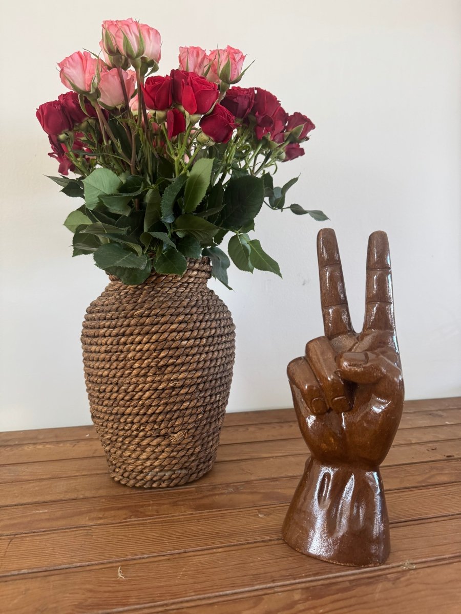 Handmade Rope Vase - Diamonds & Rust