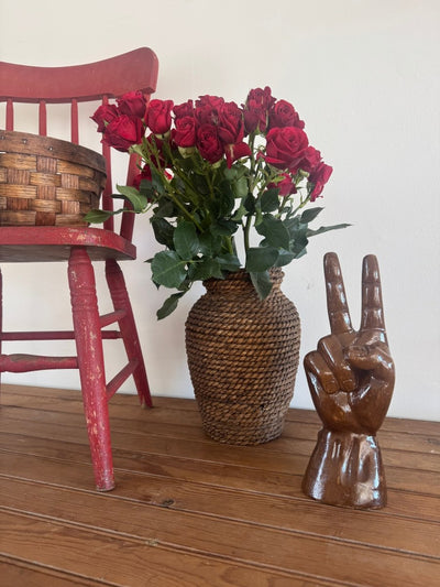 Handmade Rope Vase - Diamonds & Rust