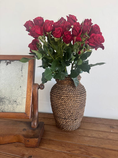 Handmade Rope Vase - Diamonds & Rust