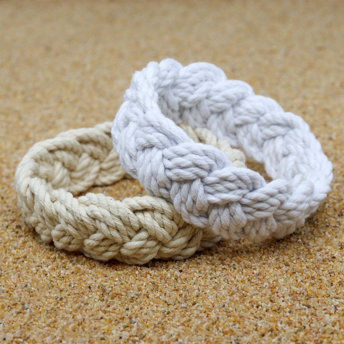 Handmade Sailor Knot Bracelets - White or Natural: Natural / Medium - Diamonds & Rust