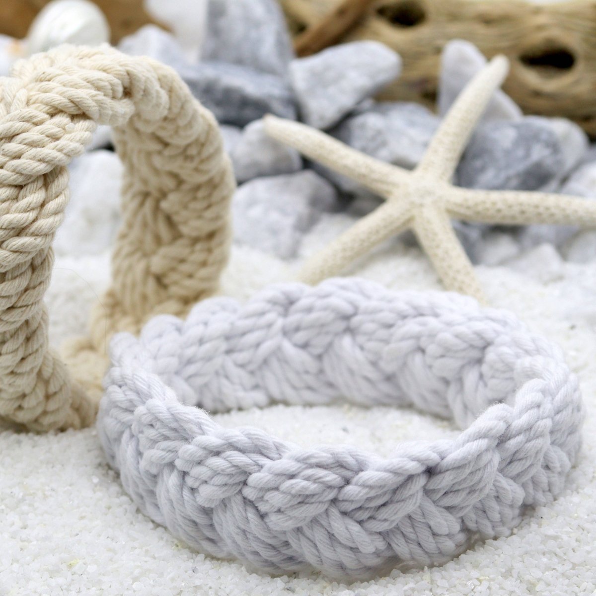 Handmade Sailor Knot Bracelets - White or Natural: Natural / Medium - Diamonds & Rust