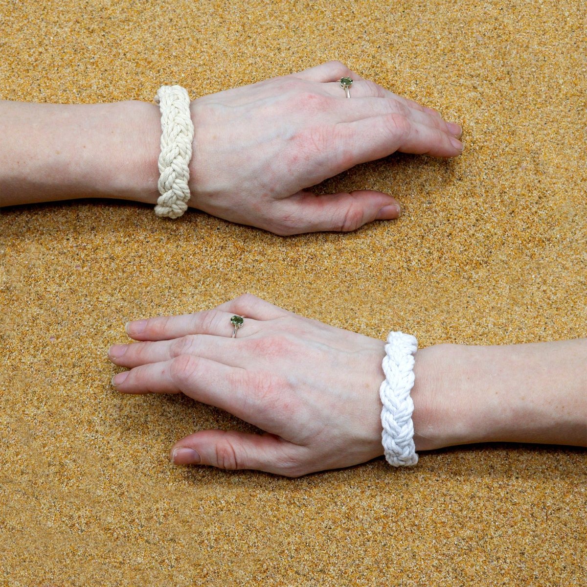 Handmade Sailor Knot Bracelets - White or Natural: Natural / Medium - Diamonds & Rust