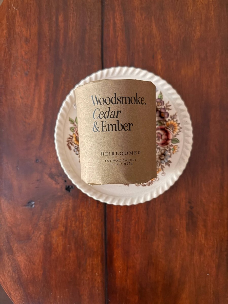 Heirloomed Candle - Woodsmoke, Cedar & Ember - Fall Candle - Diamonds & Rust