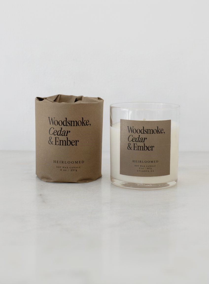 Heirloomed Candle - Woodsmoke, Cedar & Ember - Fall Candle - Diamonds & Rust