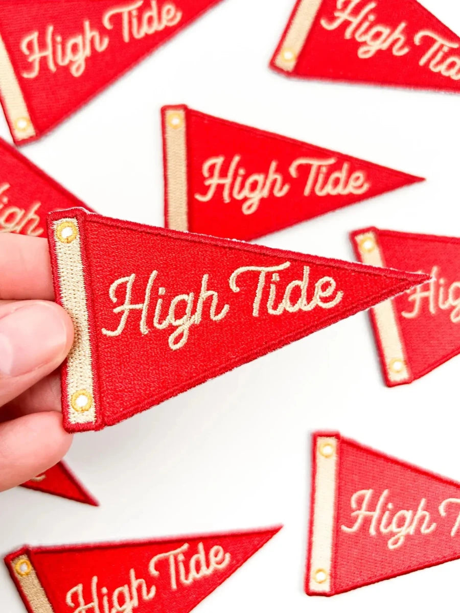 High Tide Patch Nautical Sailing Pennant Embroidered Iron On - Diamonds & Rust
