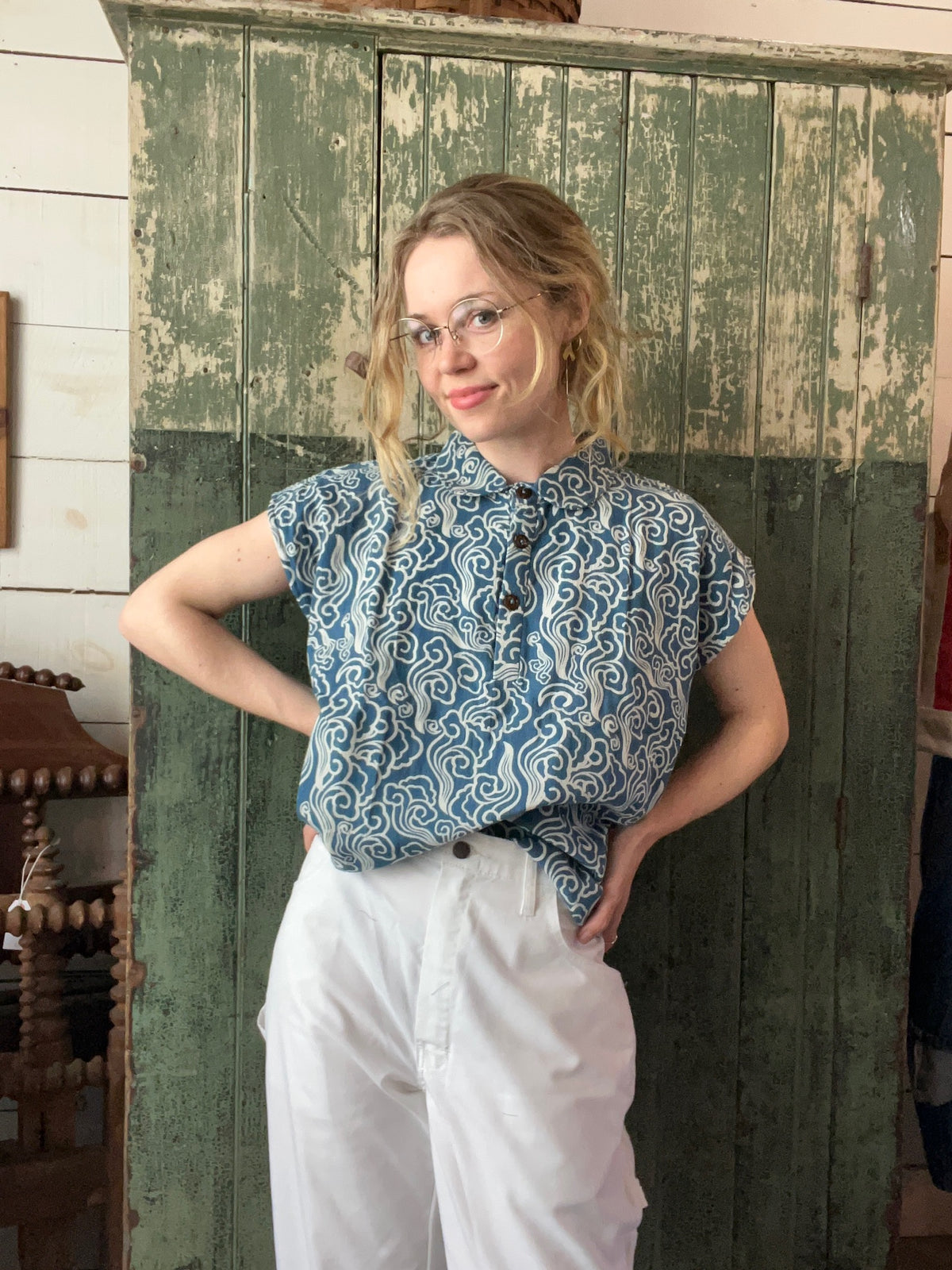 Vintage Indigo Textile Shirt
