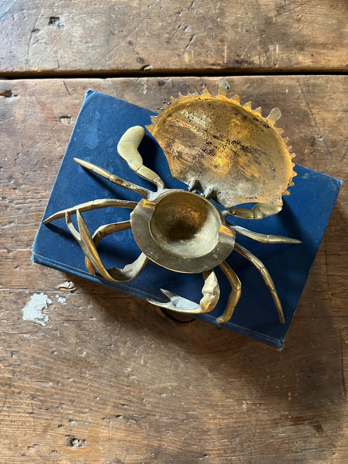 Vintage Brass Crab Ashtray