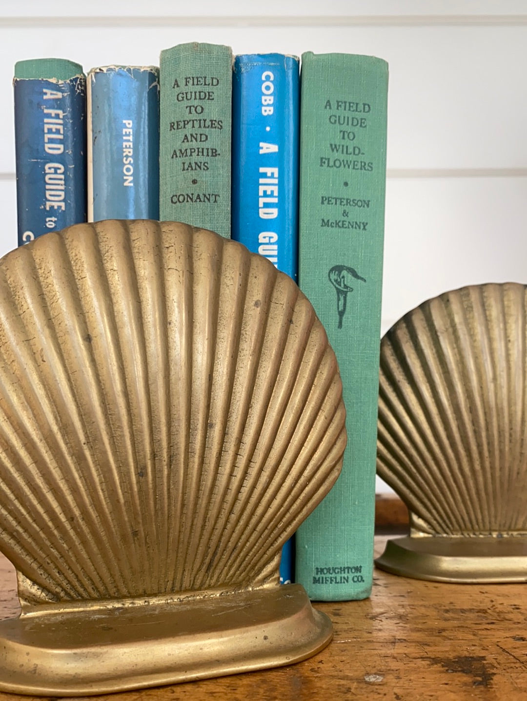 Vintage Brass Clam Bookends