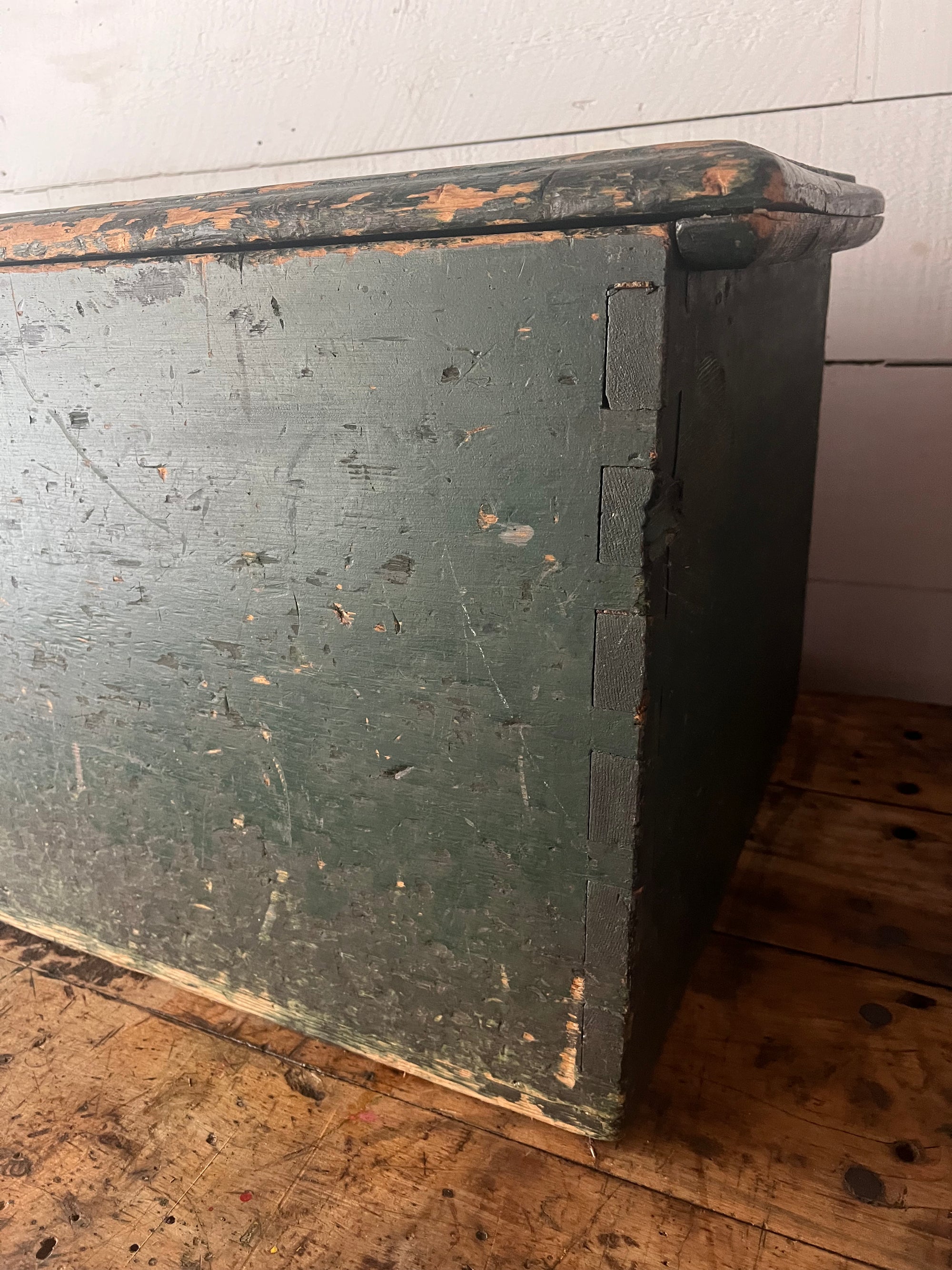 Antique Green Wood Chest