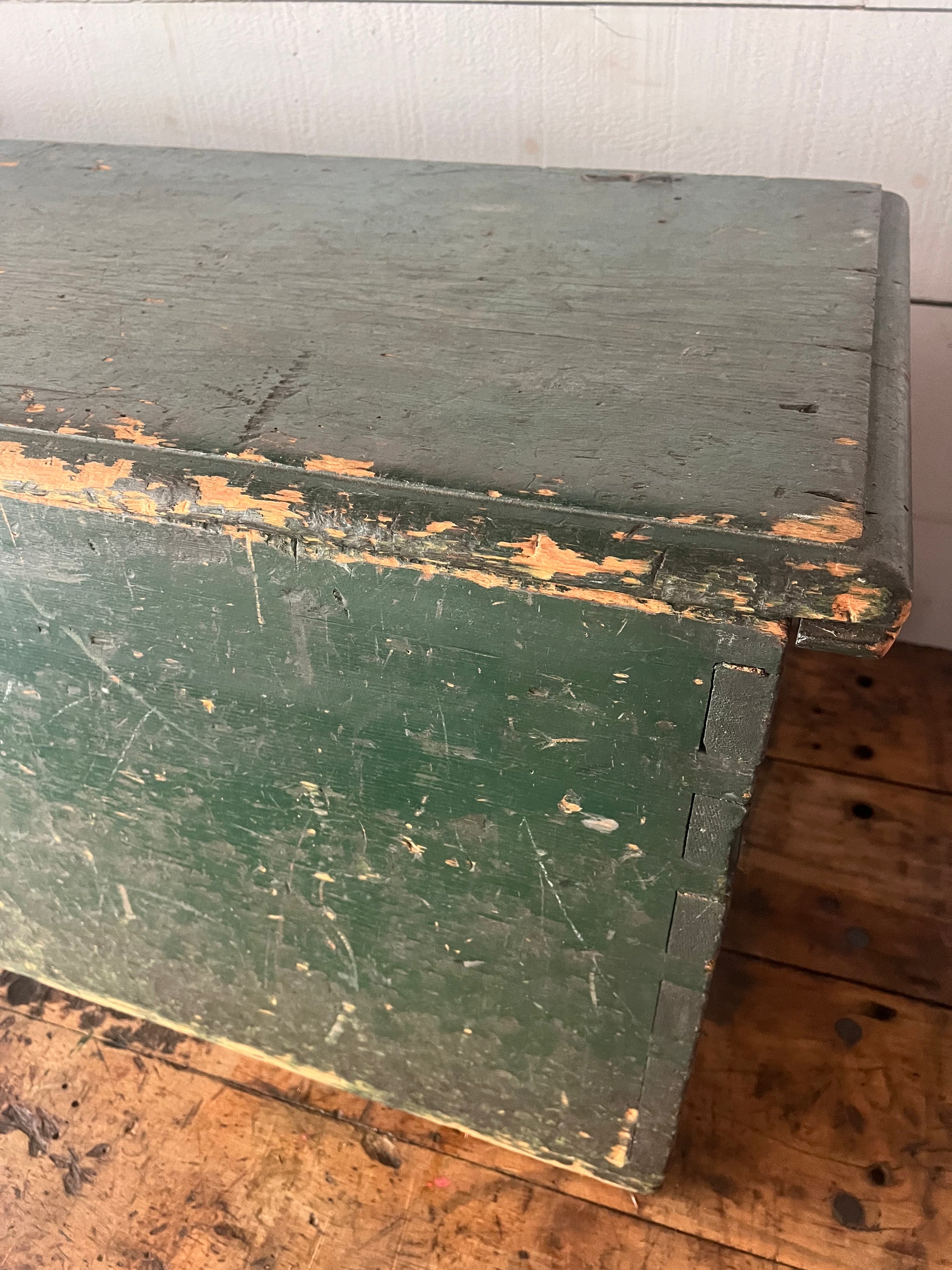 Antique Green Wood Chest