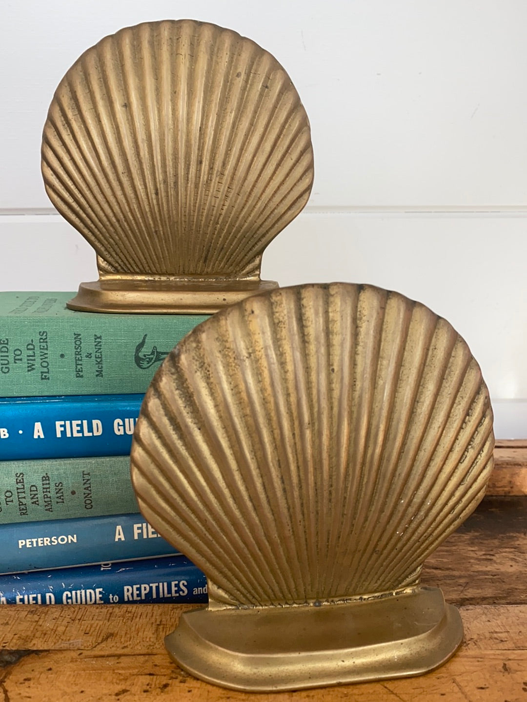 Vintage Brass Clam Bookends