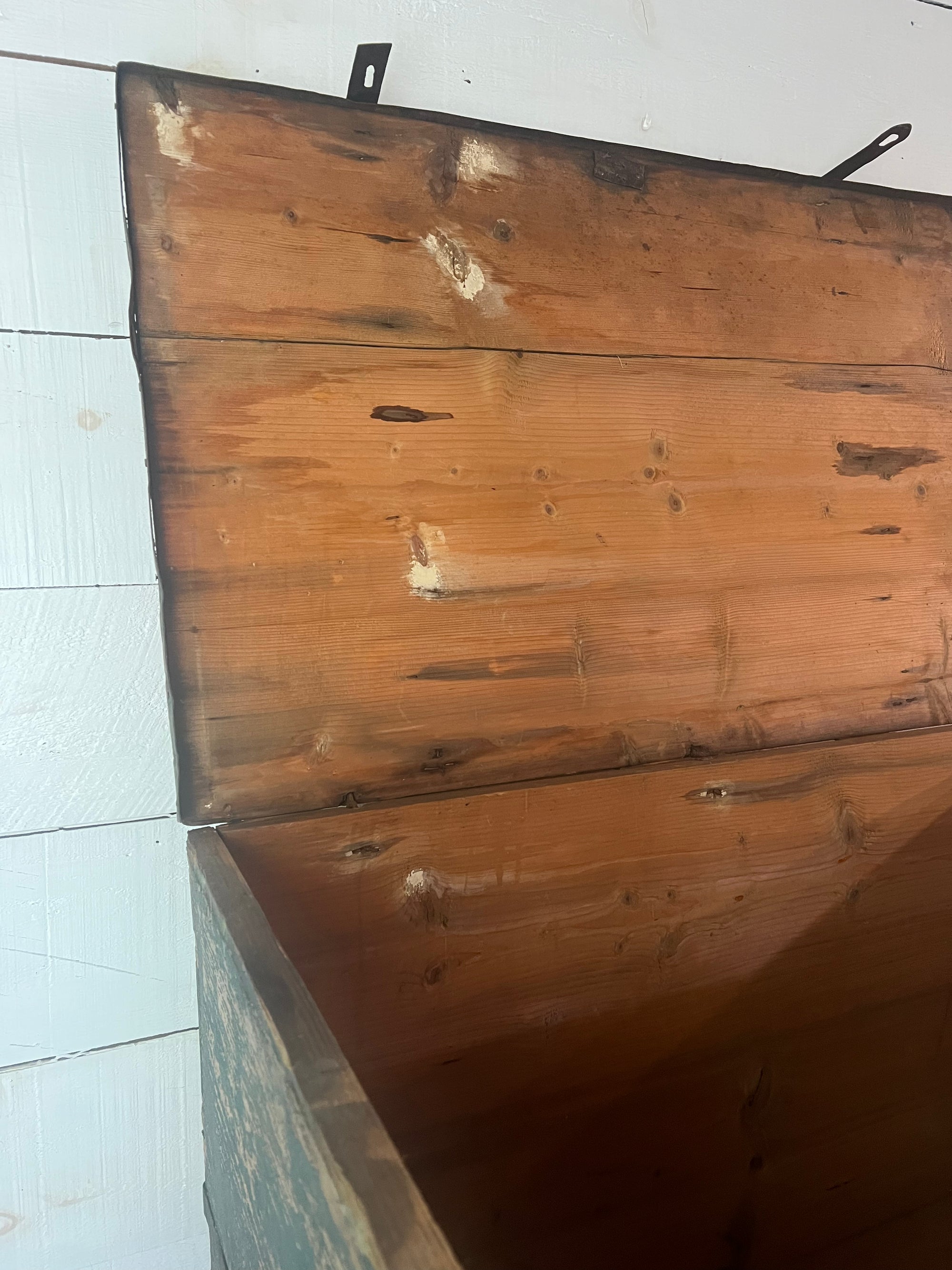 Antique Wood Chest - Metal Trim