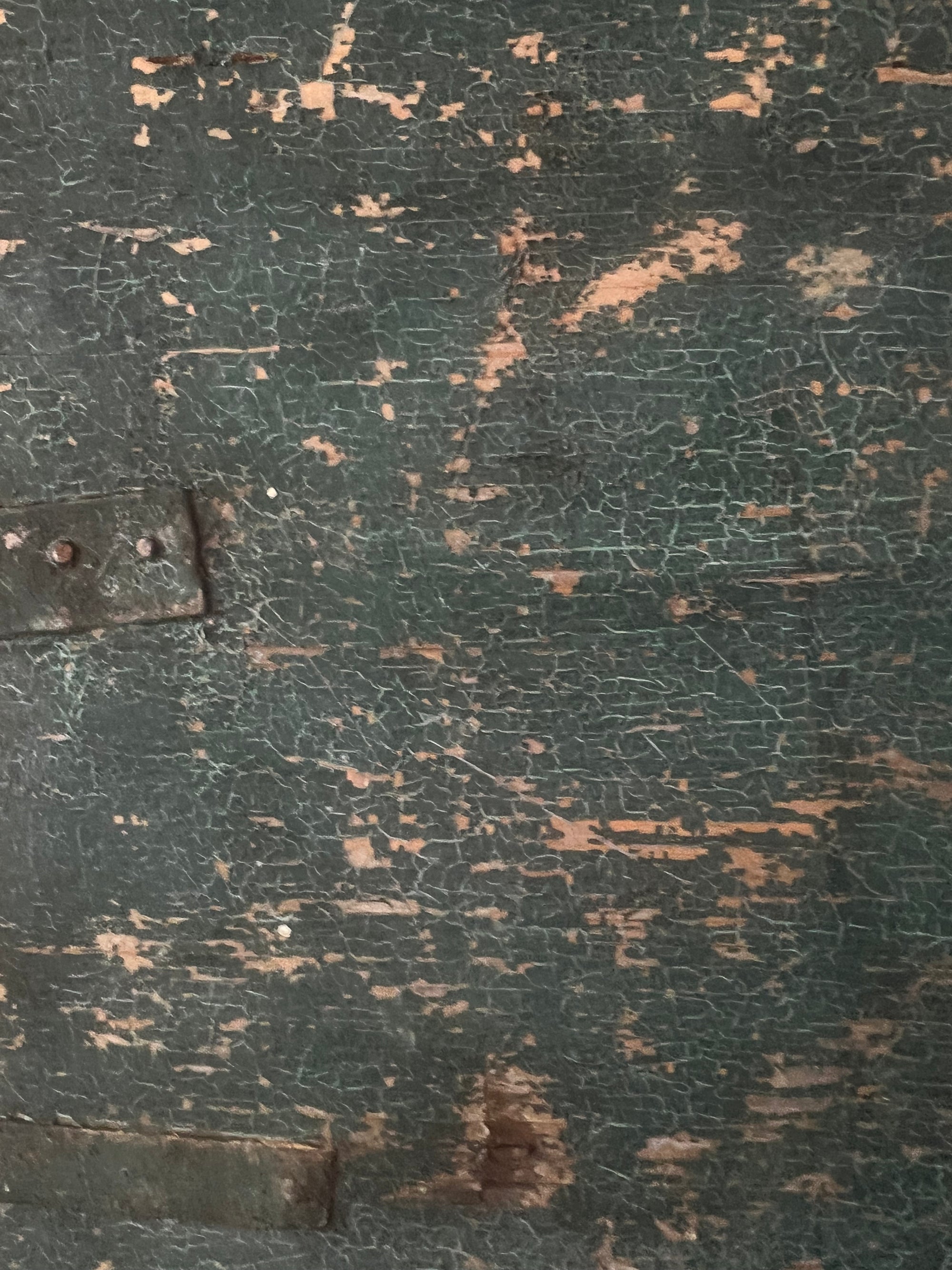 Antique Wood Chest - Metal Trim