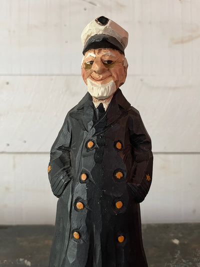 Vintage Wooden Sea Captain - Black Coat