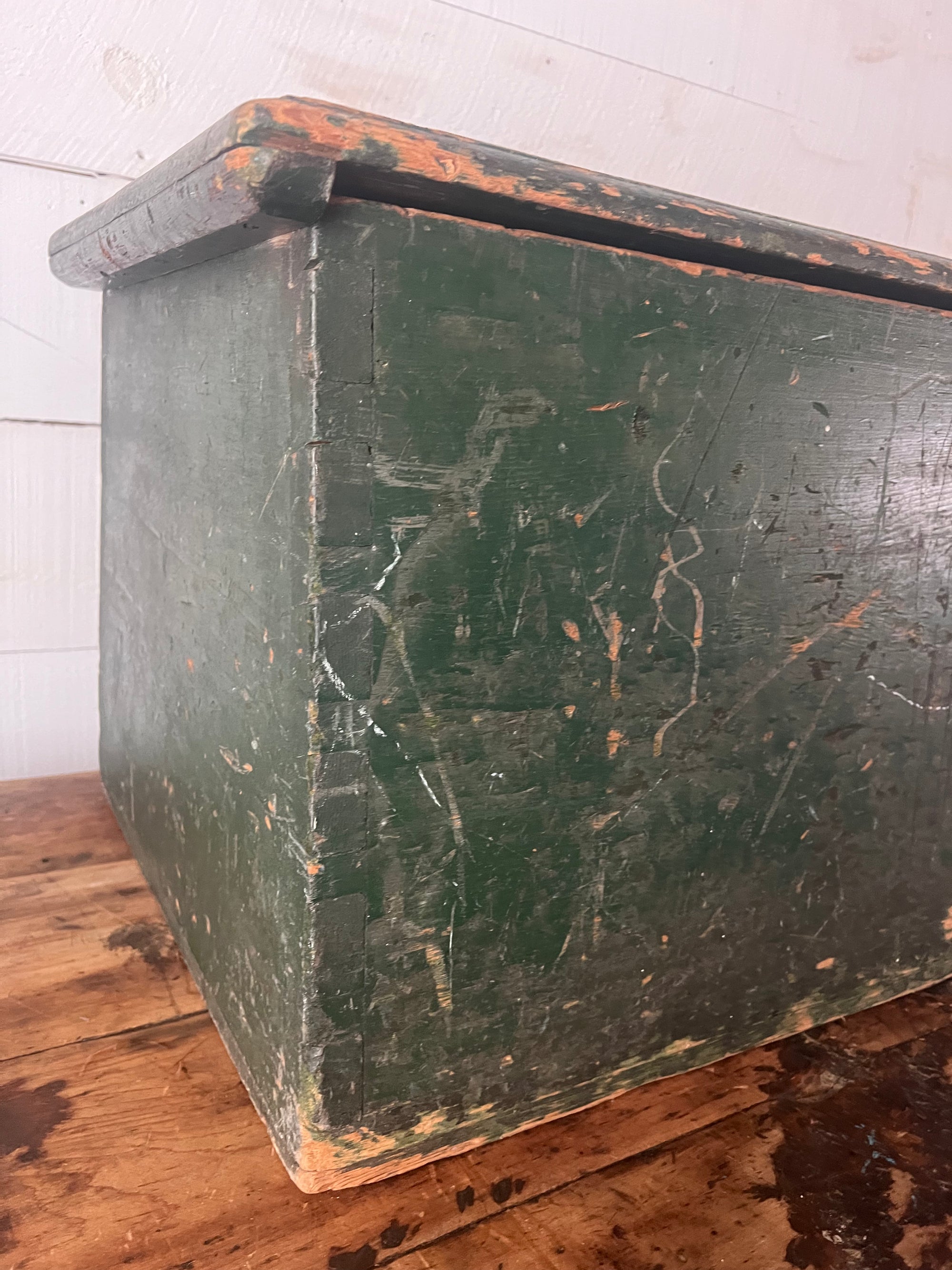 Antique Green Wood Chest