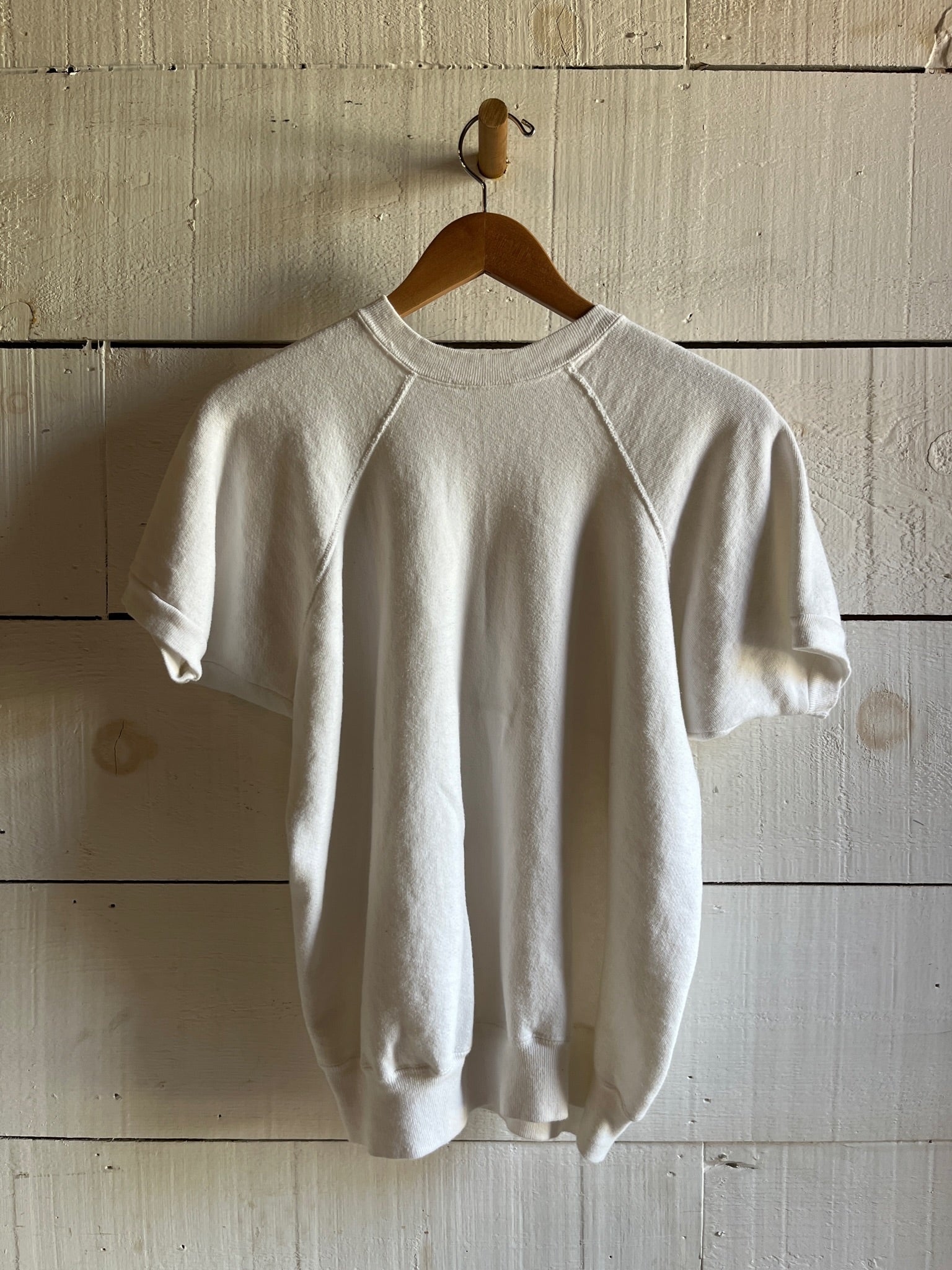 Vintage Short Sleeve Raglan Sweatshirt - White