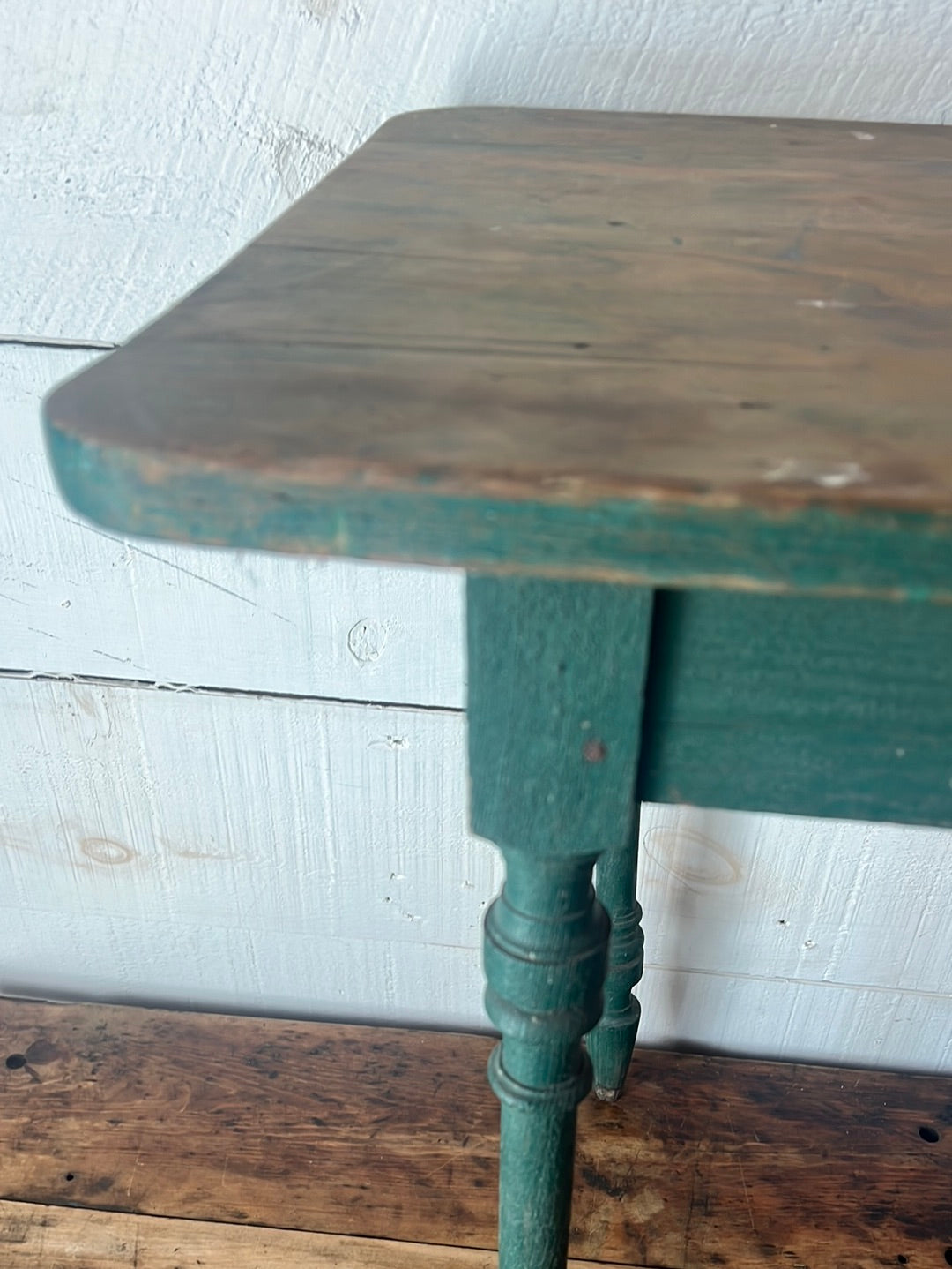 Antique Wood Side Table - Green Base