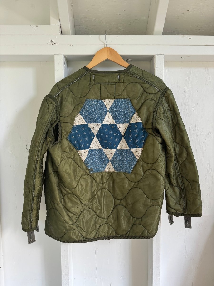 Indigo Quilt Patch - Vintage Quilted Liner - Diamonds & Rust