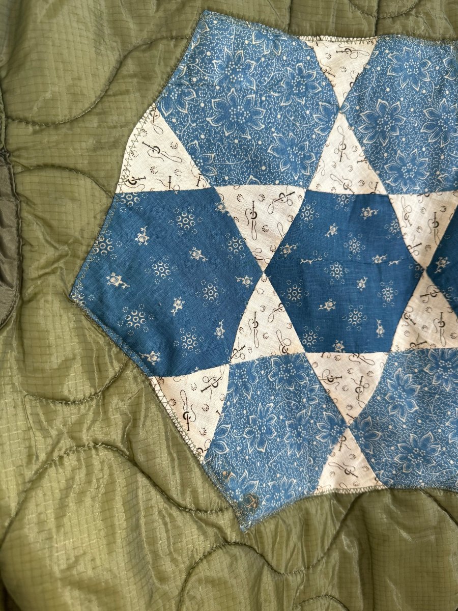 Indigo Quilt Patch - Vintage Quilted Liner - Diamonds & Rust