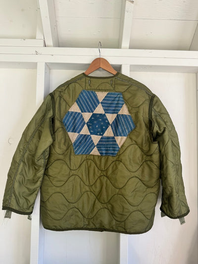 Indigo Quilt Patch - Vintage Quilted Liner - Diamonds & Rust