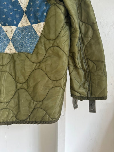 Indigo Quilt Patch - Vintage Quilted Liner - Diamonds & Rust