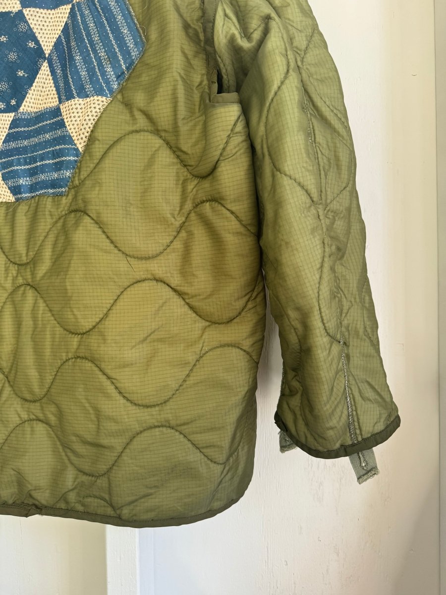 Indigo Quilt Patch - Vintage Quilted Liner - Diamonds & Rust