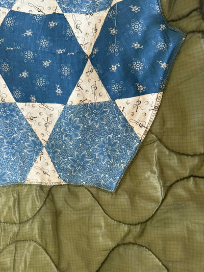 Indigo Quilt Patch - Vintage Quilted Liner - Diamonds & Rust