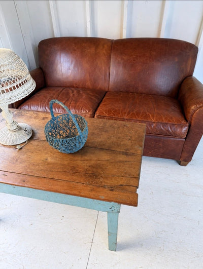 Leather Sofa - Two Seater - Diamonds & Rust