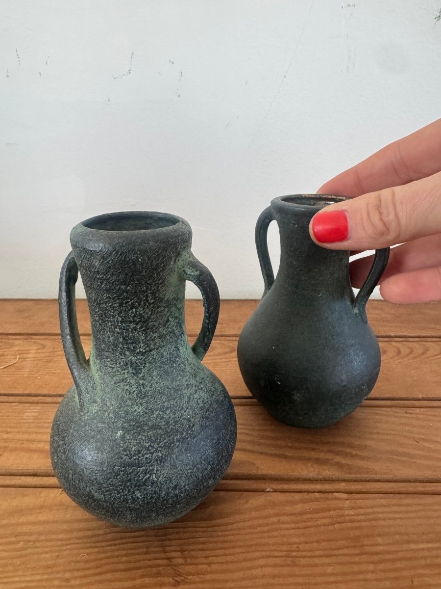 Little Vintage Vase with Handle - Diamonds & Rust