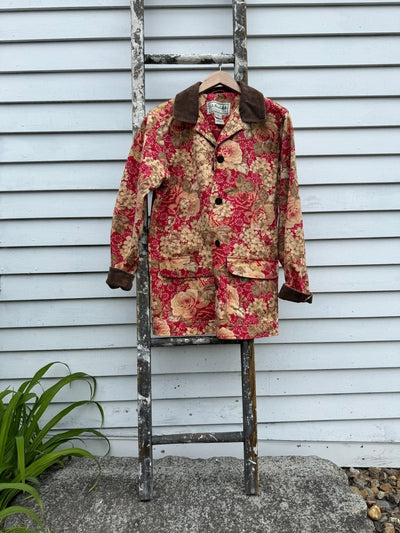 LL Bean Floral Canvas Barn Coat - Diamonds & Rust