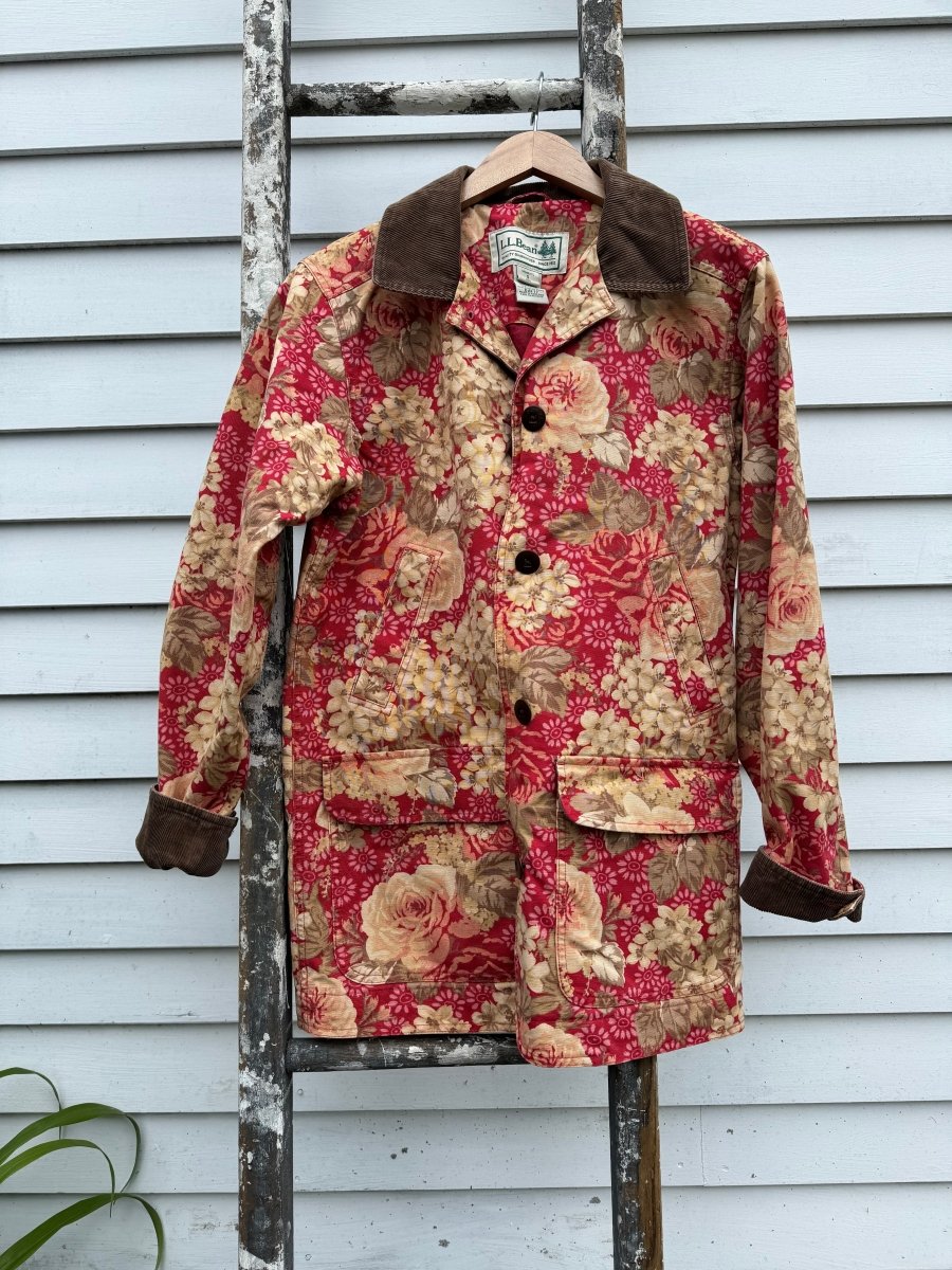 LL Bean Floral 花柄カバーオール バーンコートジャケットレディース LL Bean Floral Canvas Barn Coat - Diamonds & Rust