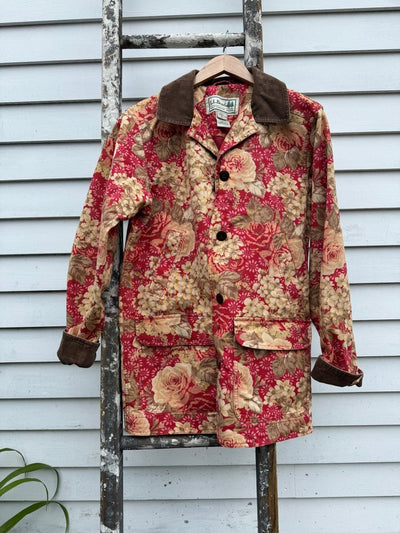 LL Bean Floral Canvas Barn Coat - Diamonds & Rust