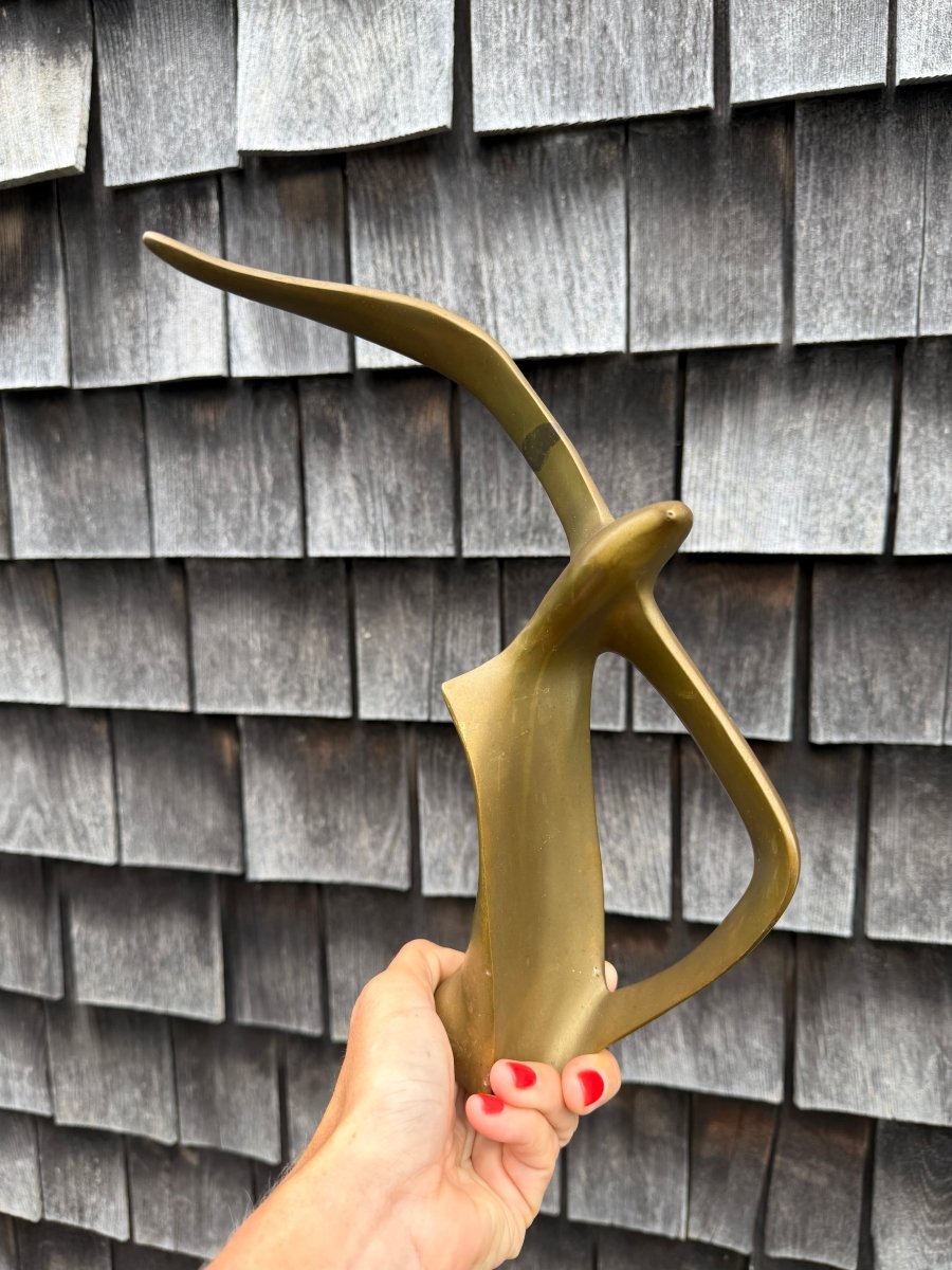 MCM Brass Seagull Sculpture - Diamonds & Rust
