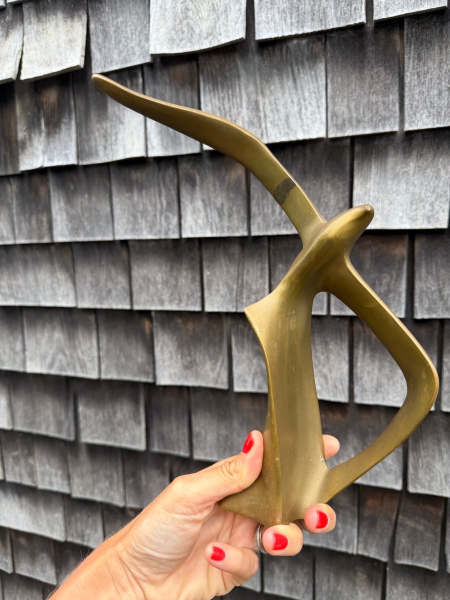 MCM Brass Seagull Sculpture - Diamonds & Rust